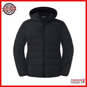 Plus Size Lightweight Quilted Jacket with Hood, Windproof & Waterproof